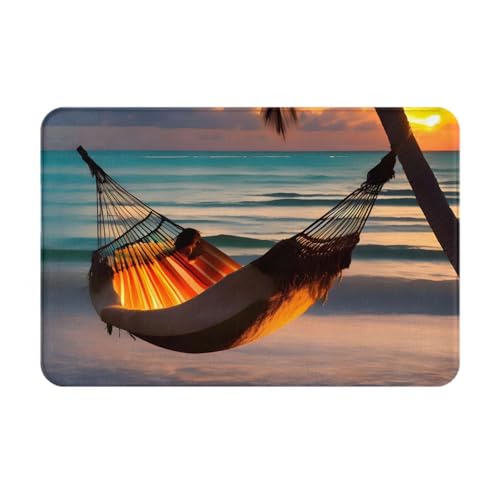 chenfandi Sunset Beach Hängematten-Fußmatte, saugfähige und rutschfeste Willkommensmatte, 60 x 40 cm, für Foyer, Eingang, Schlafzimmer von chenfandi