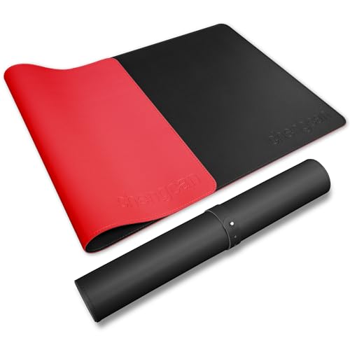 Doppelseitiges Leder-PU-Mauspad, Computer-Schreibtischunterlage, rutschfest, wasserdicht, leicht zu reinigen, geeignet für Büro und Heimbüro (Schwarz und Rot, 80 x 40 cm) von chengcan