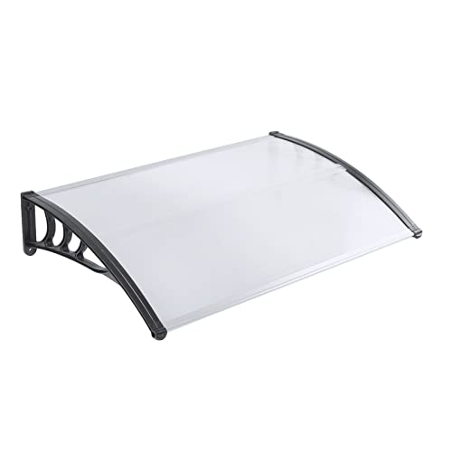 150x100 cm Vordach für Haustür, Transparent Polycarbonat Pultvordach Pultbogenvordach Aluminium Überdachung Haustürvordach Hauseingang draußen Sonnenschutz Regenschutz. (Transparent, 150x100 cm) von chennnls