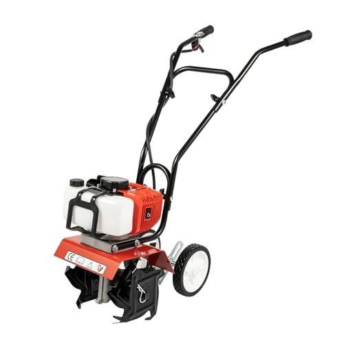 chennnls Gartenfräse Benzin, 2-Takt 52CC Rasenboden bodenhacke Grubber Motorhacke Benzin Leichter kompakter, Gartenhacke 6500–7000 U/min von chennnls