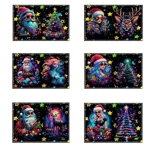 6 Stück Tischsets aus Leinen Weihnachten 30 x 45 cm Tischsets Weihnachten Untersetzer und Platzsets für Weihnachtstisch von chenxichuzhao