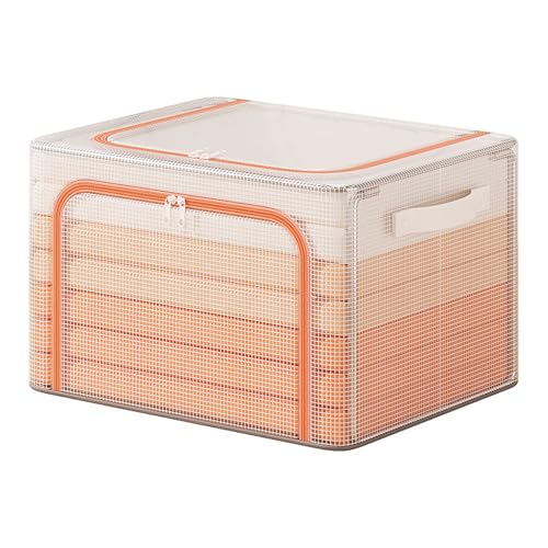 chenxichuzhao ltbare Aufbewahrungstasche Aufbewahrungstasche mit Metallrahmen 24L Faltbare Kleideraufbewahrung Box mit Metallrahmen und 2 Fenster für Bettdecken Decken Kleidung (A) von chenxichuzhao
