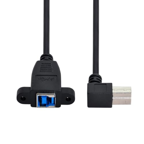 chenyang USB 3.0 Typ B Stecker auf Buchse, 90 Grad abgewinkeltes Verlängerungskabel mit Panel-Montageschraube für Drucker, Festplatte 50cm von chenyang