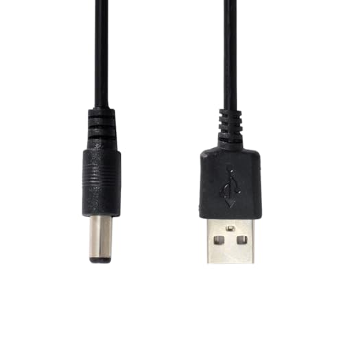 Cablecc USB-Ladekabel, 2.0-Typ-A-Stecker auf 5,5 x 2,1 mm DC-Hohlstecker, DC 5 V, 80 cm, Schwarz von chenyang