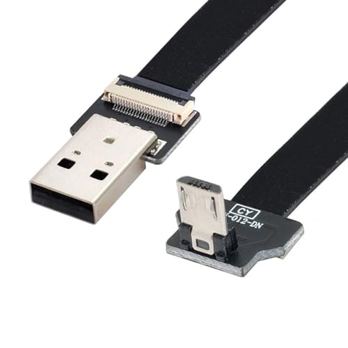chenyang CY Type-A USB 2.0 Stecker auf Micro USB 5Pin Stecker Abwärts Abgewinkelt 90 Grad Daten Flaches Slim FPC Kabel 100CM für FPV & Disk & Telefon von chenyang