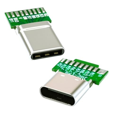 chenyang 2 Pack USB C DIY Anschluss, USB 3.1 Typ C PD 65W 18-poliger Stecker und Buchsenanschluss Reparatur Ersatz Lötadapter mit Leiterplatte von chenyang