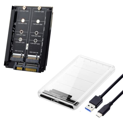 CY M.2 SATA SSD auf 2.5inch SATA Adapter,Dual NGFF B+M Key M.2 SSD auf USB C JOBD Raid0 Span Bridge Combo HDD Disk Drive Gehäuse von chenyang