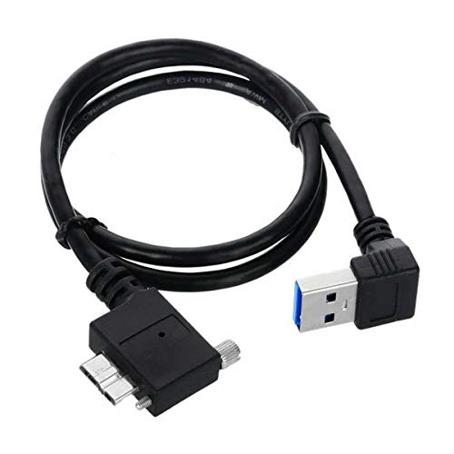 chenyang Micro B Links abgewinkelt zu USB 3.0 A Abwärtsrichtung 90Grad Verriegelungsschrauben Bedienfeldkabel 40cm von chenyang
