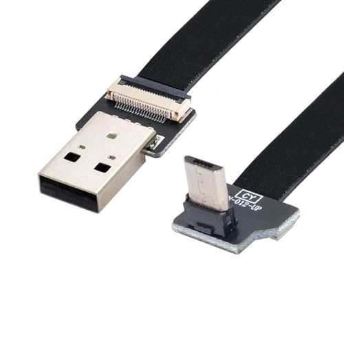 ChenYang CY Type-A USB 2.0 Stecker auf Micro USB 5Pin Stecker Aufwärts Abgewinkelt 90 Grad Daten Flaches Slim FPC Kabel 100CM für FPV & Disk & Telefon von chenyang