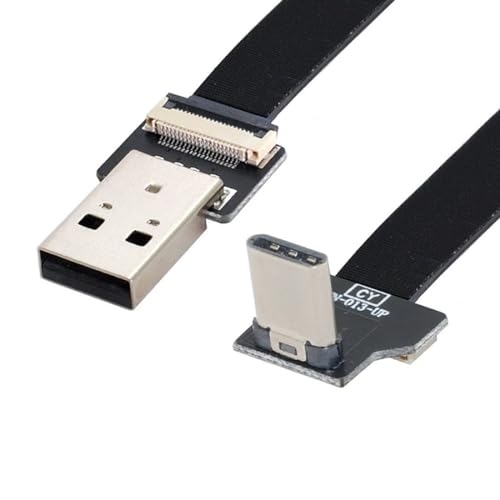 chenyang CY Type-A USB 2.0 Stecker auf Type-C USB-C Stecker Aufwärts Abwärts Abgewinkelter 90 Grad Daten Flaches Slim FPC Kabel 20CM für FPV & Disk & Telefon von chenyang