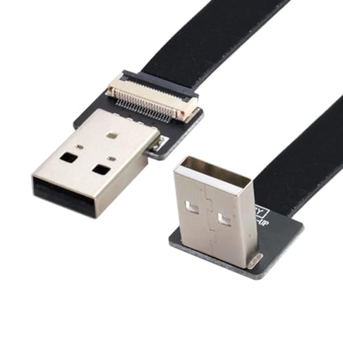 chenyang CY USB 2.0 Type-A-Stecker zu USB 2.0 Type-A-Stecker Daten Flaches, schlankes FPC-Kabel 90 Grad nach oben abgewinkelt für FPV & Disk & Scanner & Drucker 50CM von chenyang