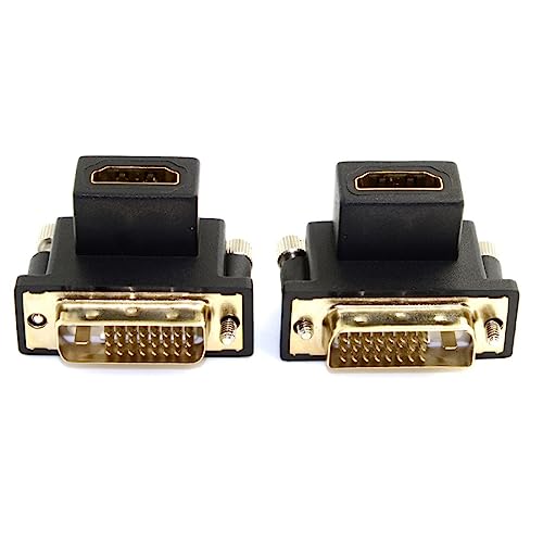 chenyang 2 Pack HDMI zu DVI Adapter, DVI (24+1) Stecker auf HDMI Buchse 90 Grad abgewinkelt vergoldet bidirektionaler Adapter für Fernseher, Monitor, Computer von chenyang