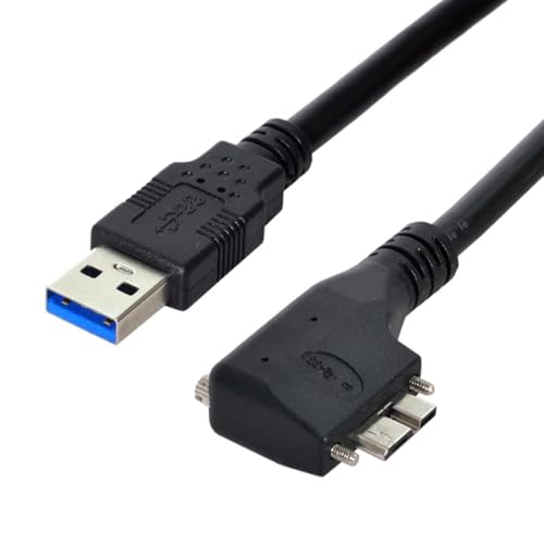 chenyang Micro USB 3.0 Kabel USB 3.0 Stecker auf Micro B Stecker 90 Grad rechtwinklig Datenübertragungs Verlängerungskabel mit Montageplattenschrauben 0.52M von chenyang