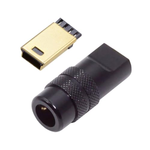 chenyang Mini USB DIY Anschluss, Aluminiumlegierung Mini USB 2.0 5Pin Stecker Anschlussreparatur Ersatz Lötadapter für Kabel mit Außendurchmesser 4,0–6,0mm von chenyang