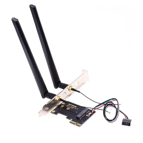 chenyang PCI-E X1 auf NGFF A+E/E-Key Drahtlose Netzwerkkarte PCI Express Erweiterungskartenadapter mit Doppelantenne für Wifi5 Wifi6 Wifi6E,Bluetooth 5.3(USB-Anschluss),unterstützt Windows 11/10 von chenyang