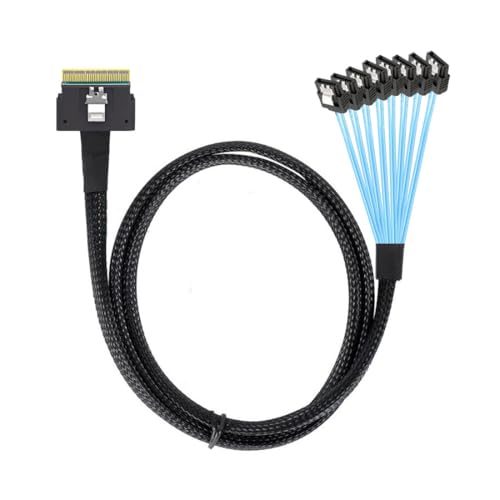 chenyang SlimSAS Host/RAID zu SATA Zielkabel, Slim SAS 4.0 SFF-8654 8i 74Pin 1 zu 8 SATA 7Pin Raid Controller/Festplattenkabel 1.0M von chenyang