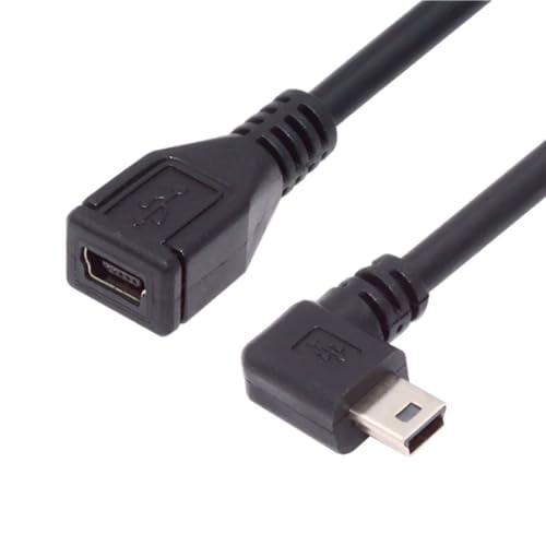 chenyang Mini USB Verlängerungskabel, USB 2.0 Mini USB 5 polig Stecker auf Buchse 90 Grad nach links abgewinkelt Strom/Lade/Datenübertragungs Verlängerungskabel Adapter 0.3M für Dashcam/GPS/Mikrofon von chenyang