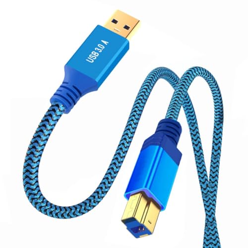 chenyang USB 3.0 Druckerscannerkabel USB 3.0 auf USB 3.0 Typ-B Verlängerungsdatenkabel 5Gbit/s Blaues Nylongeflecht 0.3M von chenyang