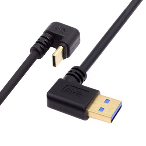 chenyang USB 3.0 auf USB C Kabel USB 3.0 90 Grad rechtwinklig auf USB C 180 Grad U-förmig abgewinkelt Lade Datenübertragungs-Verlängerungskabel 0,3m von chenyang