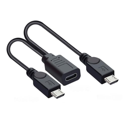chenyang USB C Splitter Multi Ladekabel, USB C 1 auf 2 Micro-USB-Ladeverlängerungskabel unterstützt das gleichzeitige Laden von zwei Geräten, 0,98 Fuß/0,3 m von chenyang