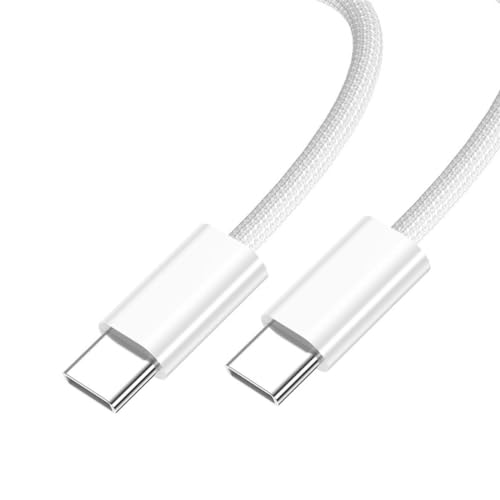 chenyang USB C Nylon geflochtenes Kabel, USB C Stecker zu Stecker 480 Mbit/s Datenübertragung PD 27W/65W schnelles Ladekabel Weiß 2.0M von chenyang