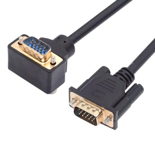 chenyang VGA Kabel, VGA SVGA D-Sub HDB15Pin Stecker auf Buchse 90 Grad nach unten abgewinkelt Videografik Array Kabeladapter 3,28Fuß/1,0m für Monitor/Projektor/Grafik von chenyang