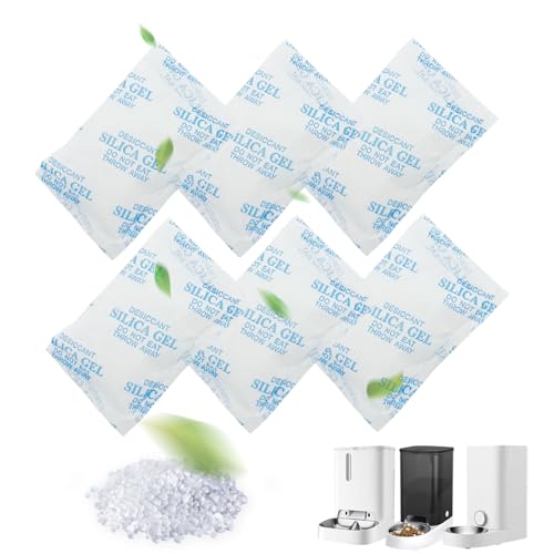 Trockenmittel für Futterautomaten für Katzen und Hunde, Drying Agent For Automatic Feeders,Desiccant Desiccant For Animal Food, Silica Gel Bag Desiccant (6 * 25g) von Chenyell