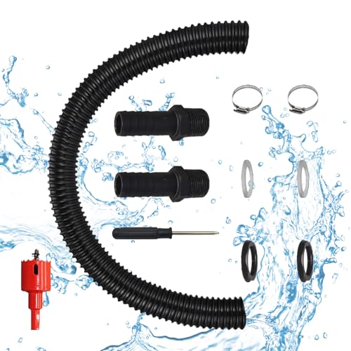CHENYU Regentonnen Verbinder 32mm Regensammler 500 mm Verbindungsschlauch Regentonnendurchführung mit Montagezubehör und Regentonnen Verbindungsset Set für Zisternen Regentonne von chenyu