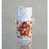 Vintage Mid Century Keramik Vase 60Er Jahre Flower Power Pop Von Handverziert Künstler Signiert von chezlesmimmis
