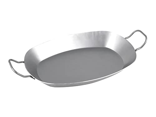 chg Ovale Eisenpfanne | 37,5 x 27,5 x 4,5 cm | 2 Griffe | alle Herdarten | Grill geeignet von chg