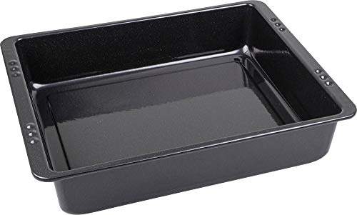 chg Set 350-56 XXL Emaille-Bräter Auslaufschutz durch extra tiefe Ränder (7,0 cm), 6,5 Liter, Schwarz gesprenkelt von c|h|g