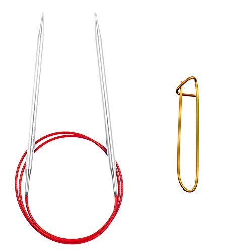 ChiaoGoo Red Lace Rundstricknadeln, 81 cm, US-Größe 0 (2 mm), Edelstahl, 7032-0, mit Maschenhalter von chiaogoo