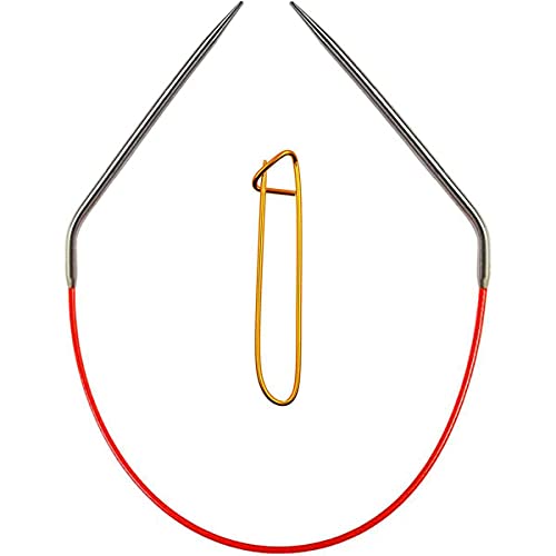 ChiaoGoo Stricknadeln, rot, rund, 81 cm, Edelstahl, Größe US 0 (2 mm), Bündel mit 1 Artsiga Crafts Maschenhalter 6032-0 von chiaogoo