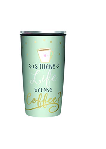 SlideCUP "Is There Life Before Coffee? – Blau 400 ml Thermosbecher Coffee to go von chic.mic