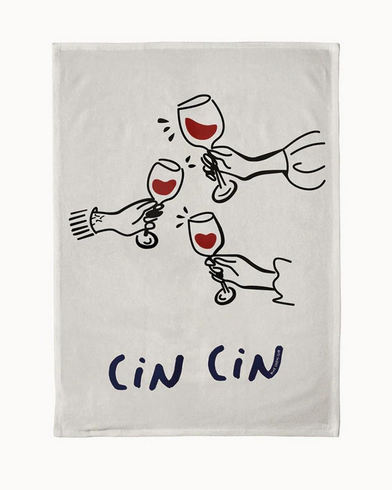 chic.mic Geschirrtuch Cin Cin, weinrot, (1-tlg), 100% Bio Baumwolle, 50x70cm von chic.mic