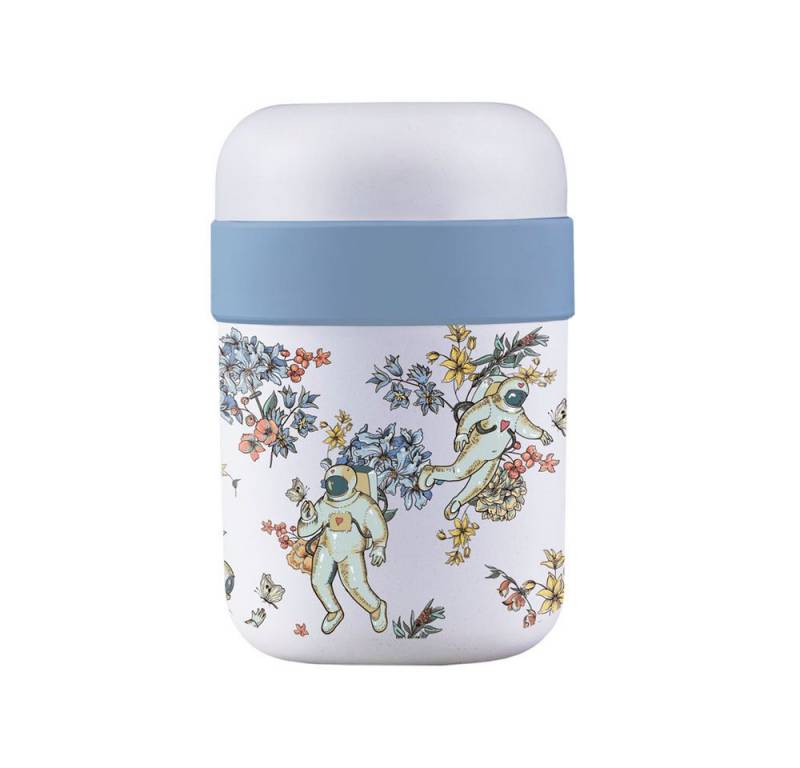chic.mic Thermobehälter Astronauten mit Blumenranken, pflanzenbasiertes Material PLA, (1-tlg), 2-Fächer, Deckel mit Silikonring zu Abdichtung von chic.mic