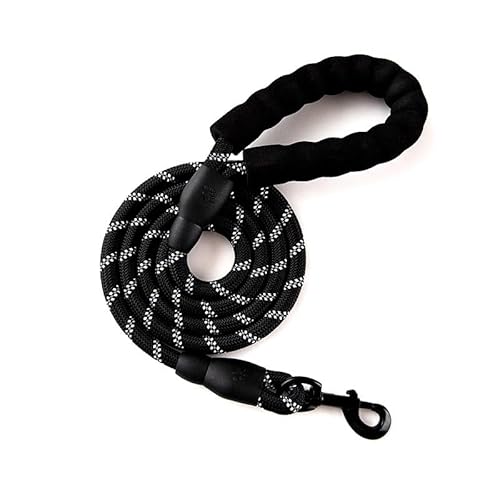 Hundeleine mit rutschfestem gepolstertem Griff, 360° drehbarer Karabinerhaken, robuste Zinklegierung, Schwarz und Neongrün (Schwarz, 5 m) von chichendianzi