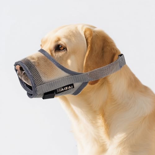 Hundemaulkorb, weicher Netzmaulkorb für kleine, mittelgroße und große Hunde, atmungsaktive Maulkörbe, um Beißen und Bellen zu verhindern, verstellbare Mundbedeckung Maulkorb für Hunde ermöglichen von chichendianzi