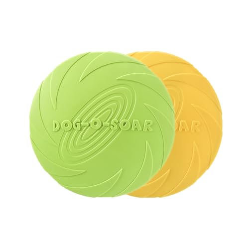 chichendianzi Hunde-Frisbee-Spielzeug, Naturkautschuk, bissfest, rutschfestes Design, für Training und Bewegung (Grün + Gelb, 18 cm) von chichendianzi