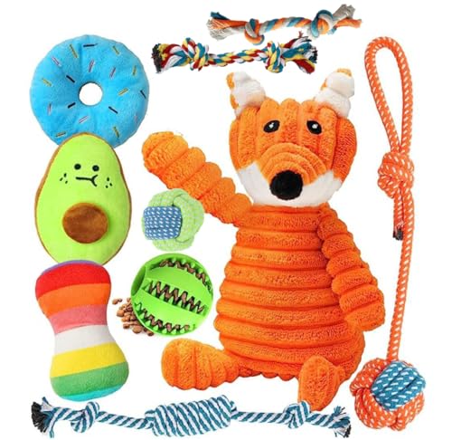 chichendianzi Hundespielzeug-Set, Plüsch-Fuchs, Leckerli-Ball, Baumwollseil-Spielzeug, weiches Spielzeug für kleine und mittelgroße Hunde, 10 Stück chichendianzi Hundespielzeug-Set, Plüsch-Fuchs, Leckerli-Ball, Baumwollseil-Spielzeug, weiches Spielzeug für kleine und mittelgroße Hunde, 10 Stück von chichendianzi
