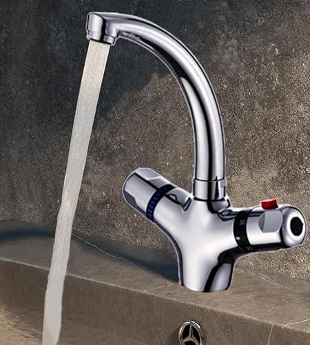 Amazon Brand-Thermostatischer Wasserhahn Auslaufhöhe 220 mm,Aufsatz-Thermostatarmatur Doppelgriff-Thermostatmischer für Küchenspülen Konstante Temperatur 38°, Heiß- und Kaltwasserhahn, Messing Amazon Brand-Thermostatischer Wasserhahn Auslaufhöhe 220 mm,Aufsatz-Thermostatarmatur Doppelgriff-Thermostatmischer für Küchenspülen Konstante Temperatur 38°, Heiß- und Kaltwasserhahn, Messing von chicstyleme