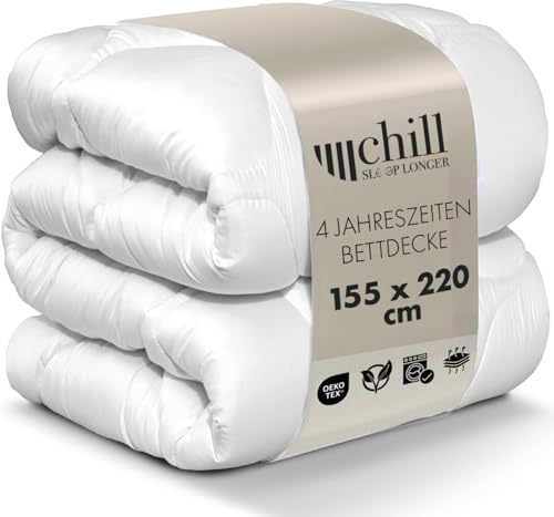 chill SLEEPLONGER 4 Jahreszeiten Bettdecke 155x220-2 in 1 Ganzjahresdecke 155x220 - Schlafdecke Atmunsaktiv & Waschbar & Vegan - Duo Steppdecke mit Schlafkomfort Leiste - 630g & 870g Füllung chill SLEEPLONGER 4 Jahreszeiten Bettdecke 155x220-2 in 1 Ganzjahresdecke 155x220 - Schlafdecke Atmunsaktiv & Waschbar & Vegan - Duo Steppdecke mit Schlafkomfort Leiste - 630g & 870g Füllung von chill SLEEPLONGER