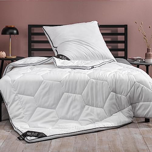 chill SLEEPLONGER Ganzjahresdecke 200x200 - Bettdecke 200x200 Leicht - Atmungsaktiv & Waschbar & 100% Vegan - Steppdecke mit Klimanetz & Schlafkomfort Leiste - 1180g Füllung von chill SLEEPLONGER