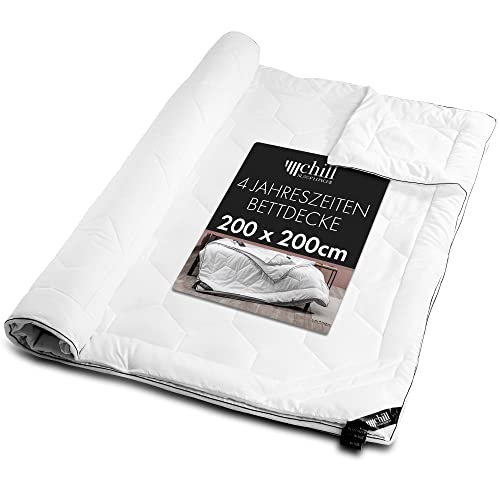 chill SLEEPLONGER 4 Jahreszeiten Bettdecke 200x200cm - 2 in 1 Ganzjahresdecke 200x200 - Schlafdecke Atmunsaktiv & Waschbar & Vegan - Duo Steppdecke mit Schlafkomfort Leiste - 810g & 1140g Füllung von chill SLEEPLONGER