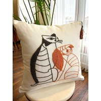 Katzenstanznadelkissen| Katzenmuster Handgemachtes Kissen| Valentinstag Punch Nadelkissen| Geschenk von chillandhome