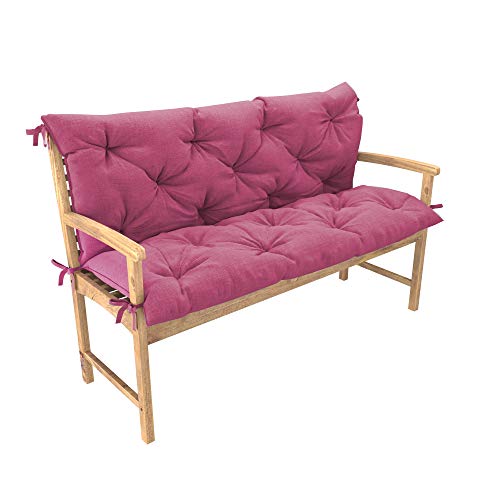 chilly pilley Bankkissen Relax Palettenkissen mit Rückenlehne Gartenschaukelkissen mit Nähten Gesteppt Gartenkissen Garten Kissen Sitzpolster Hollywoodschaukel (120x50x50, Rosa) von chilly pilley