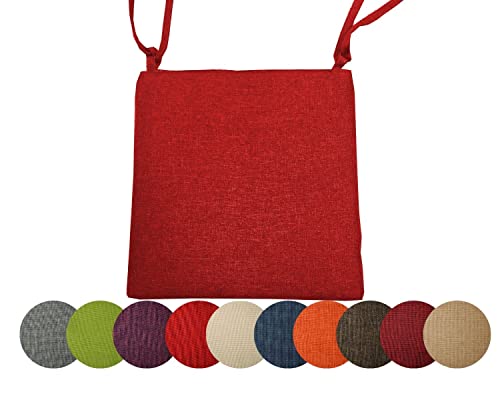 chilly pilley Gartenkissen Stuhlkissen Set Gartenstühle Stuhlauflage Sitzkissen Sitzpolster Auflage Gartensitzkissen Garten Kissen (40x40 cm, Rot) von chilly pilley