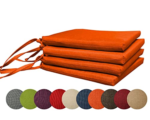 chilly pilley Gartenkissen Stuhlkissen Set Gartenstühle Stuhlauflage Sitzkissen Sitzpolster Auflage Gartensitzkissen Garten Kissen (Set: 4 Kissen, Orange) von chilly pilley