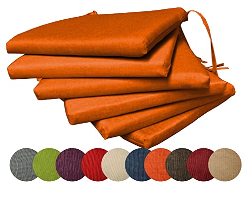 chilly pilley Gartenkissen Stuhlkissen Set Gartenstühle Stuhlauflage Sitzkissen Sitzpolster Auflage Gartensitzkissen Garten Kissen (Set: 6 Kissen, Orange) von chilly pilley