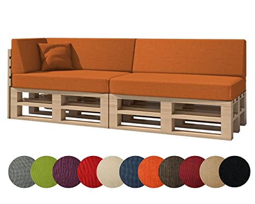 chilly pilley Palettenkissen Gartenkissen Palettenauflage Palettenpolster Indoor Outdoor Waschbar Abnehmbar Sitzkissen Rückenkissen (6er Set, Orange) von chilly pilley